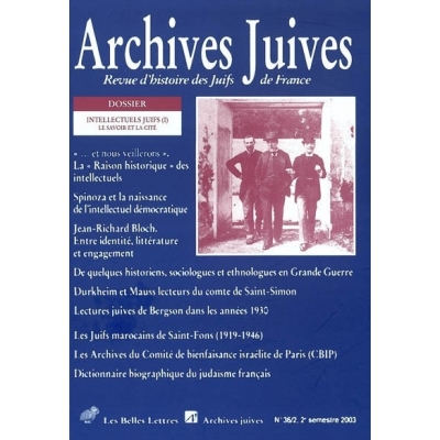 ARCHIVES JUIVES 36/2 INTELLECTUELS JUIFS : LE SAVOIR ET LA CITE