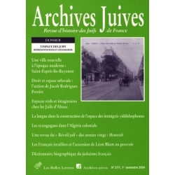 ARCHIVES JUIVES 37/1 L'ESPACE DES JUIFS REPRESENTATIONS ET GEOGRAPHIE