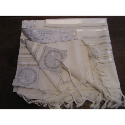 TALITH GADOL BLANC AVEC DORURES (TAILLE 60)